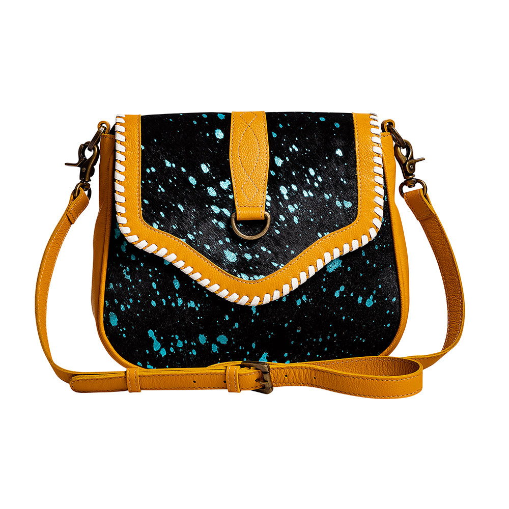 Skyviews Leather & Hairon Bag in Yellow - Myra USA
