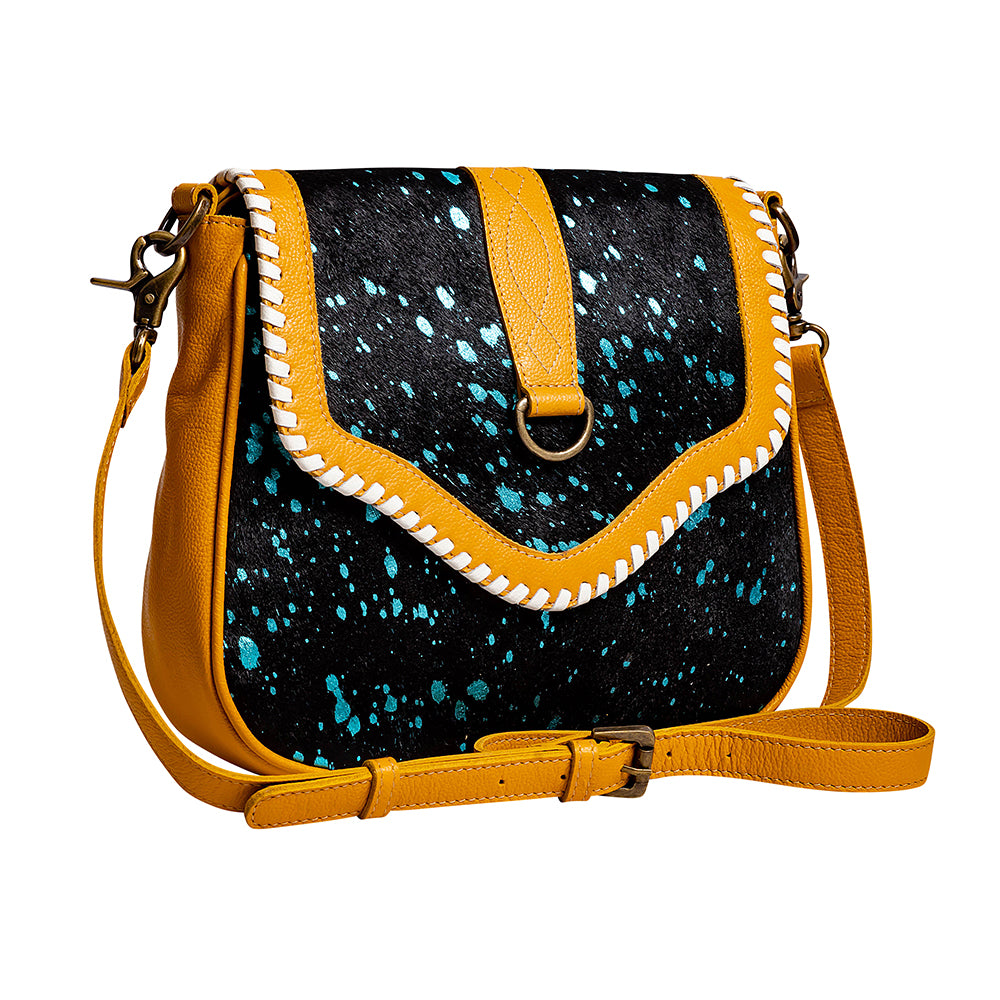 Skyviews Leather & Hairon Bag in Yellow - Myra USA