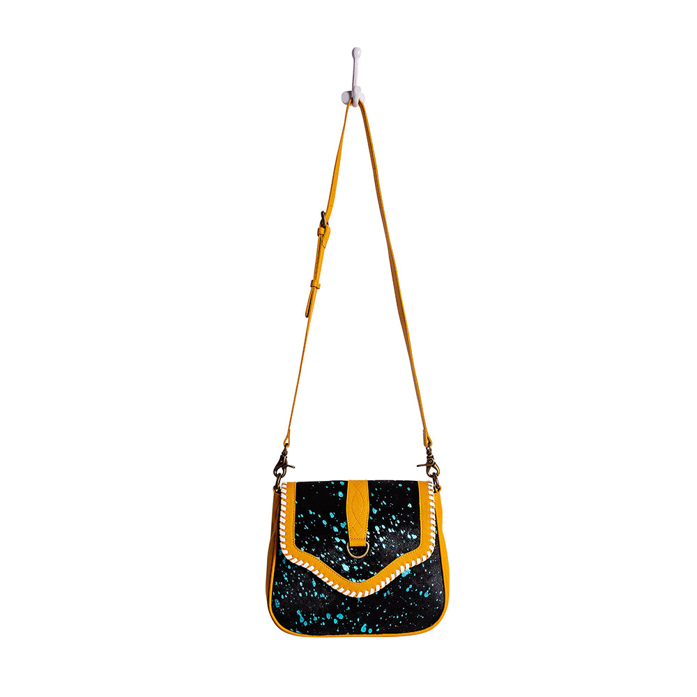Skyviews Leather & Hairon Bag in Yellow - Myra USA