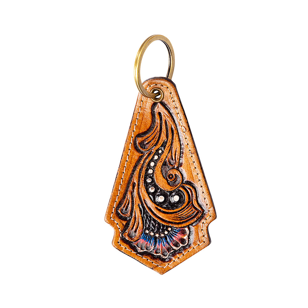Night Blossom Hand-tooled Key Fob - Myra USA
