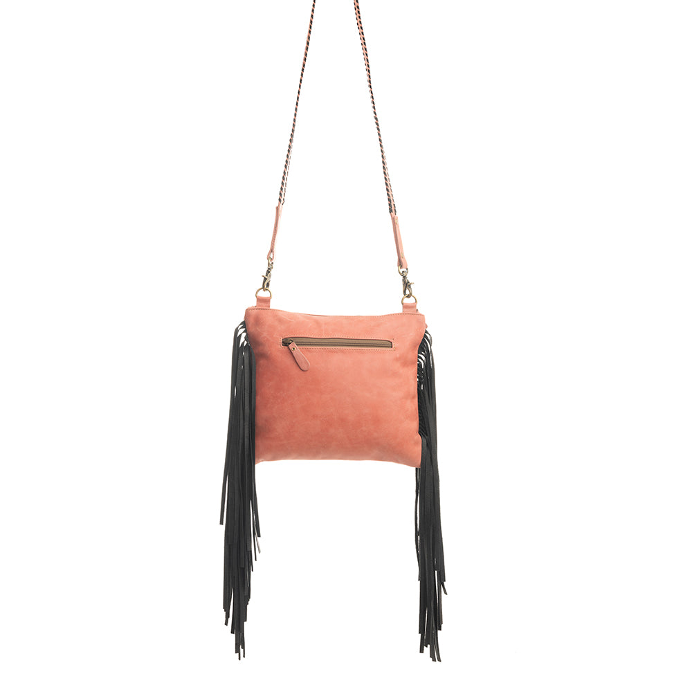 Millstone Fringed Hand-Tooled Bag in Pink - Myra USA
