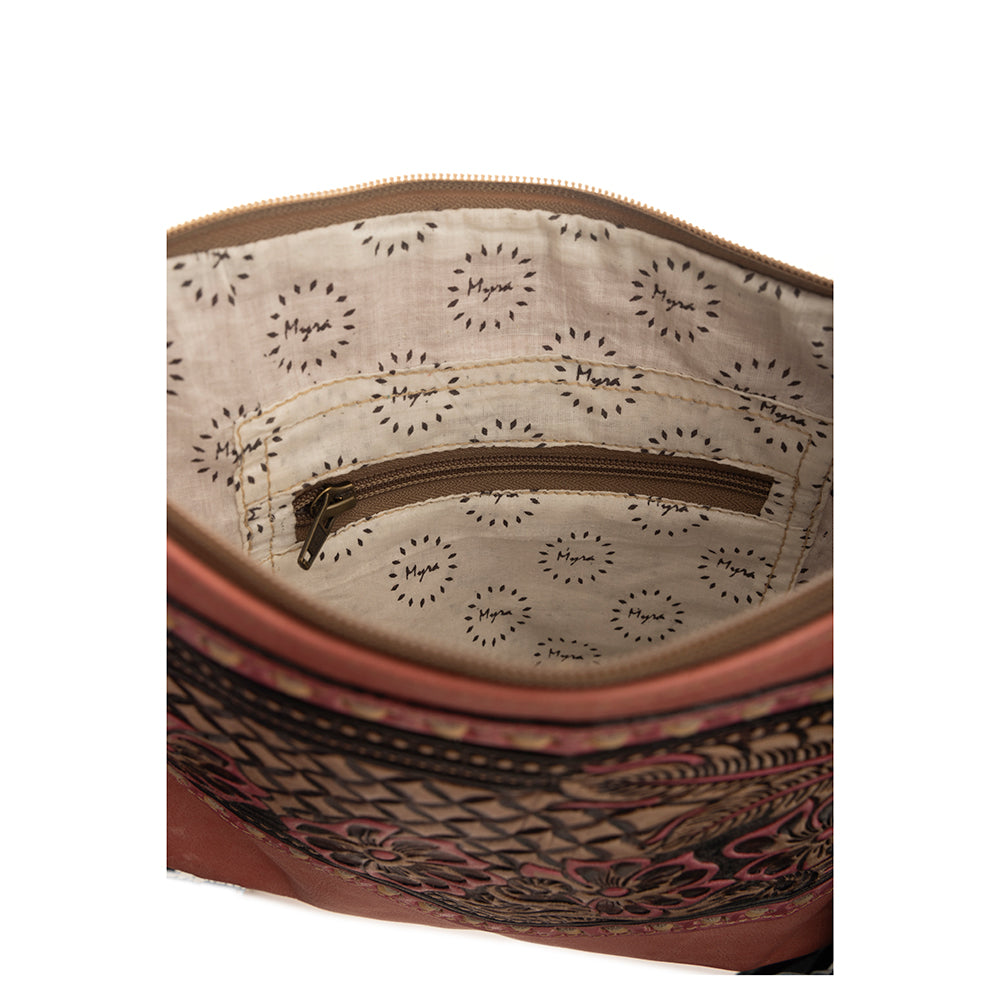 Millstone Fringed Hand-Tooled Bag in Pink - Myra USA