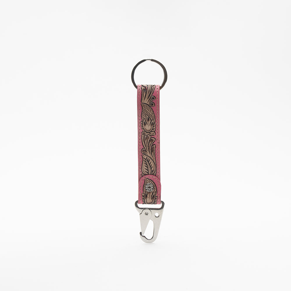 Pink Skies Hand-tooled Leather Key Fob - Myra USA