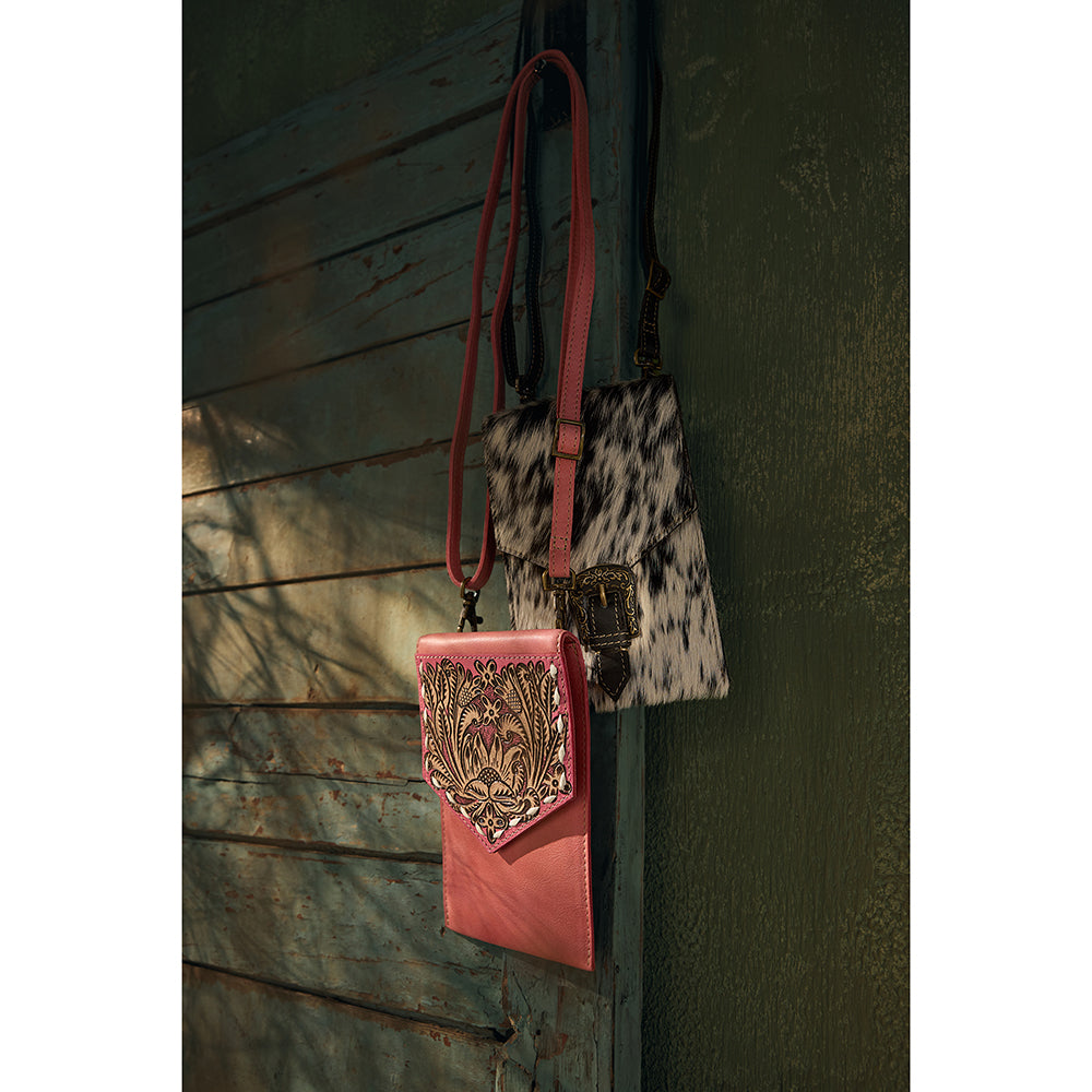 Prairie Star Petite Hand-Tooled Bag in Pink - Myra USA