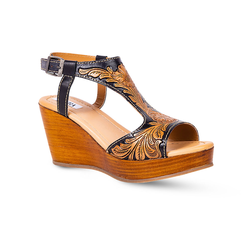 Talitha Hand-Tooled Wedge Shoe - Myra USA
