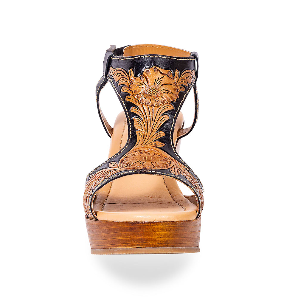 Talitha Hand-Tooled Wedge Shoe - Myra USA