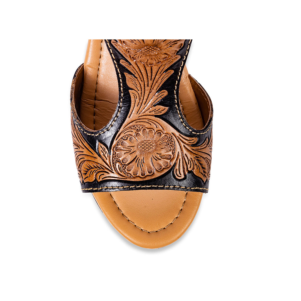 Talitha Hand-Tooled Wedge Shoe - Myra USA
