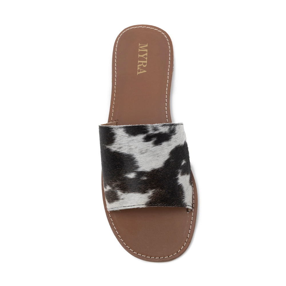 Kemma Hair-On Hide Sandals In Light And Ebony - Myra USA