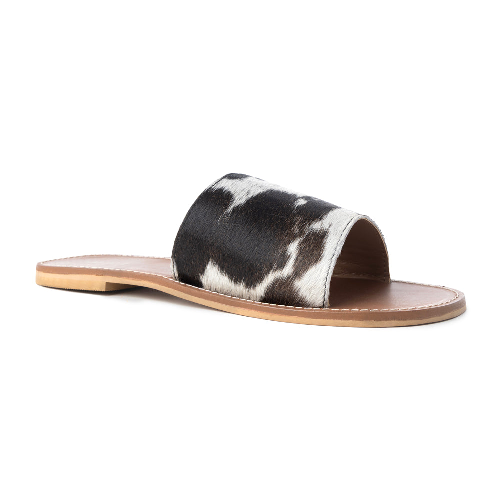 Kemma Hair-On Hide Sandals In Light And Ebony - Myra USA
