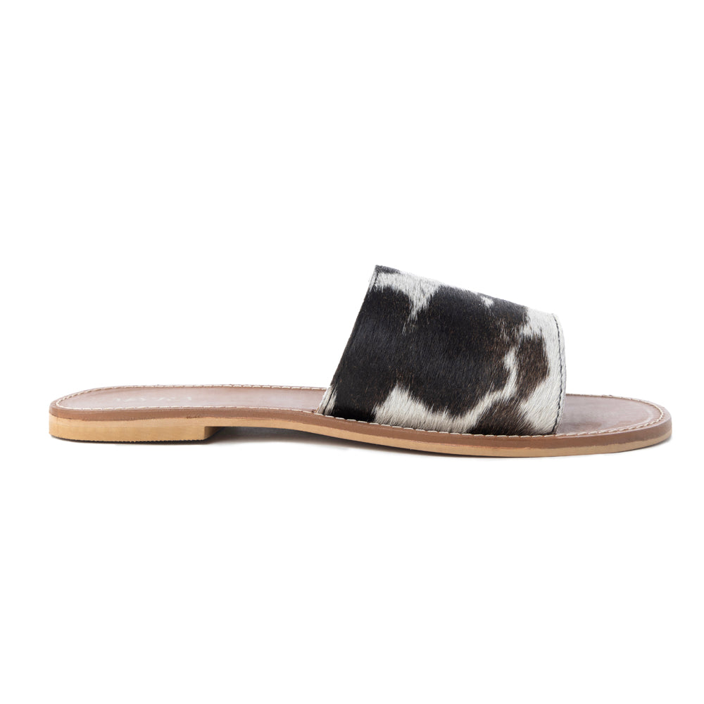 Kemma Hair-On Hide Sandals In Light And Ebony - Myra USA