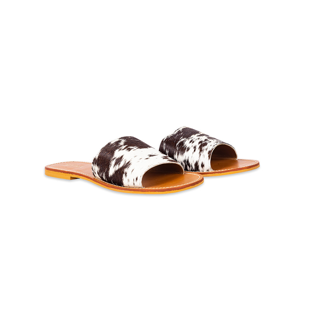 Kemma Hair-On Hide Sandals In Light And Ebony - Myra USA