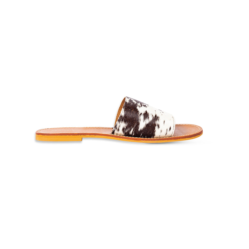 Kemma Hair-On Hide Sandals In Light And Ebony - Myra USA