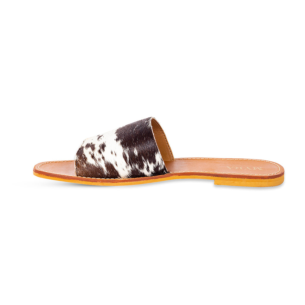 Kemma Hair-On Hide Sandals In Light And Ebony - Myra USA