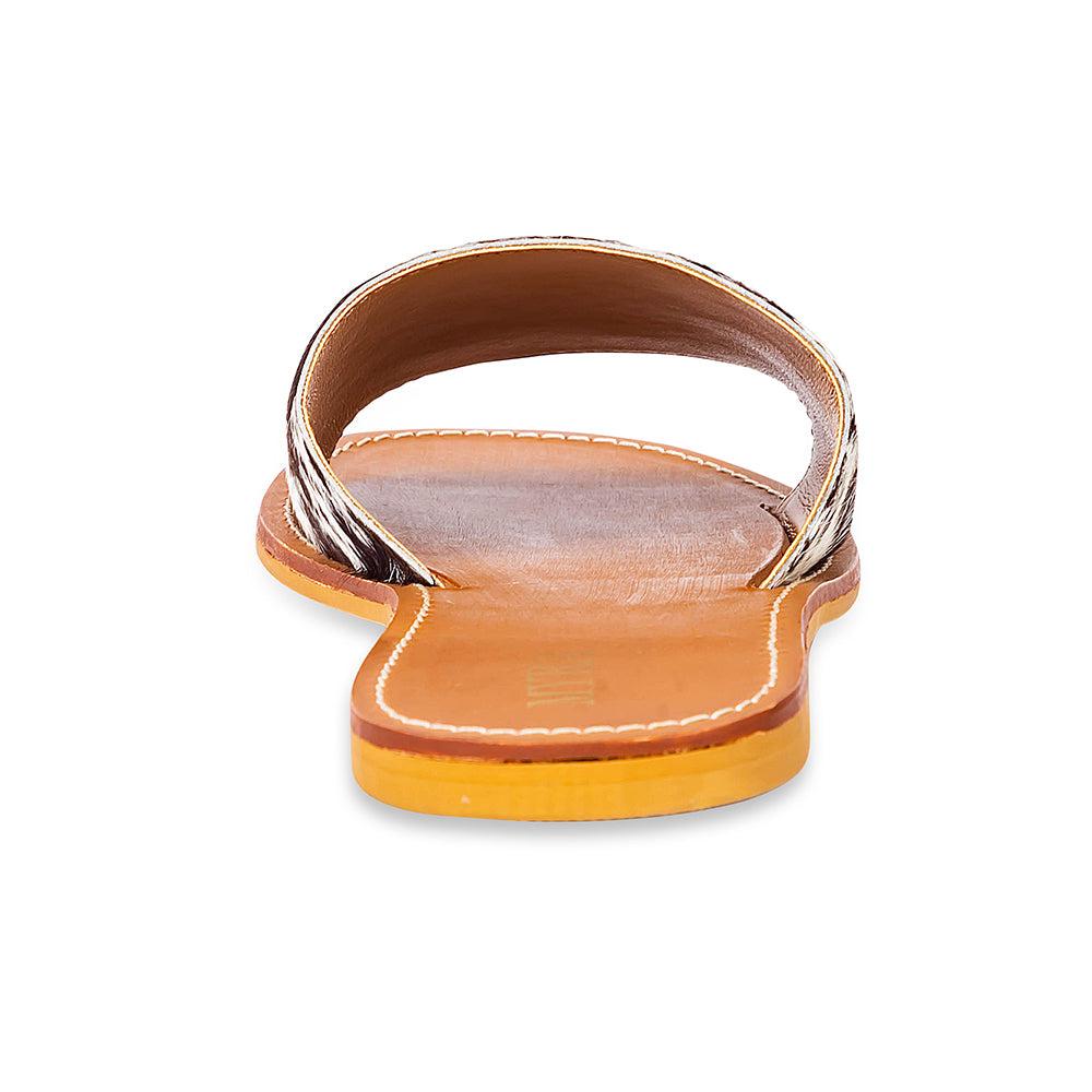 Kemma Hair-On Hide Sandals In Light And Ebony - Myra USA