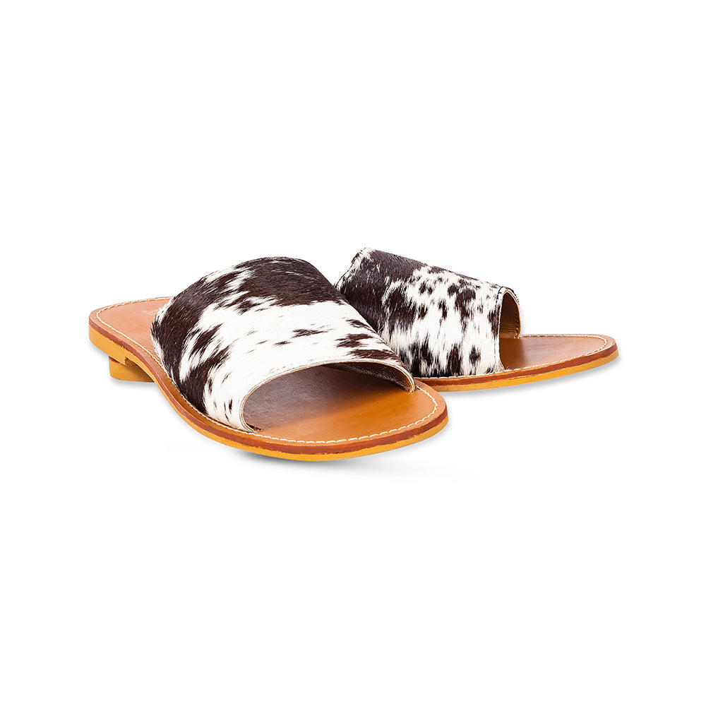 Kemma Hair-On Hide Sandals In Light And Ebony - Myra USA