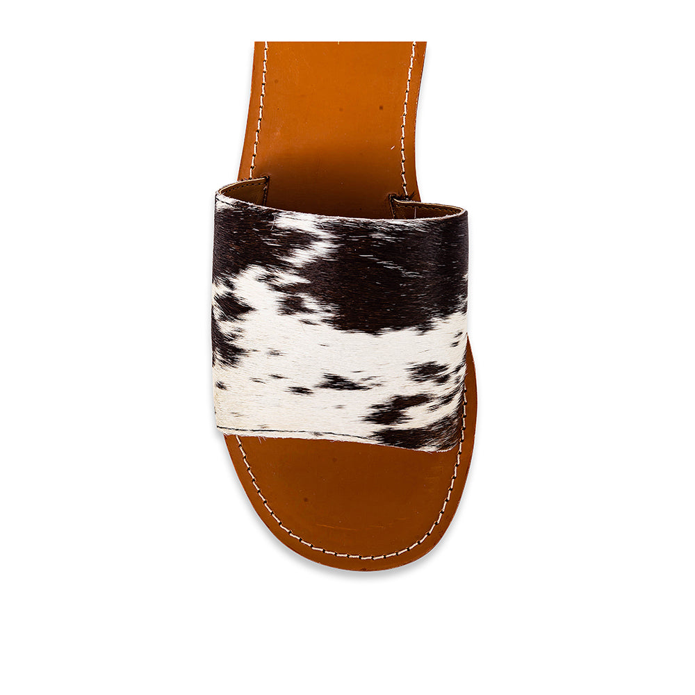 Kemma Hair-On Hide Sandals In Light And Ebony - Myra USA