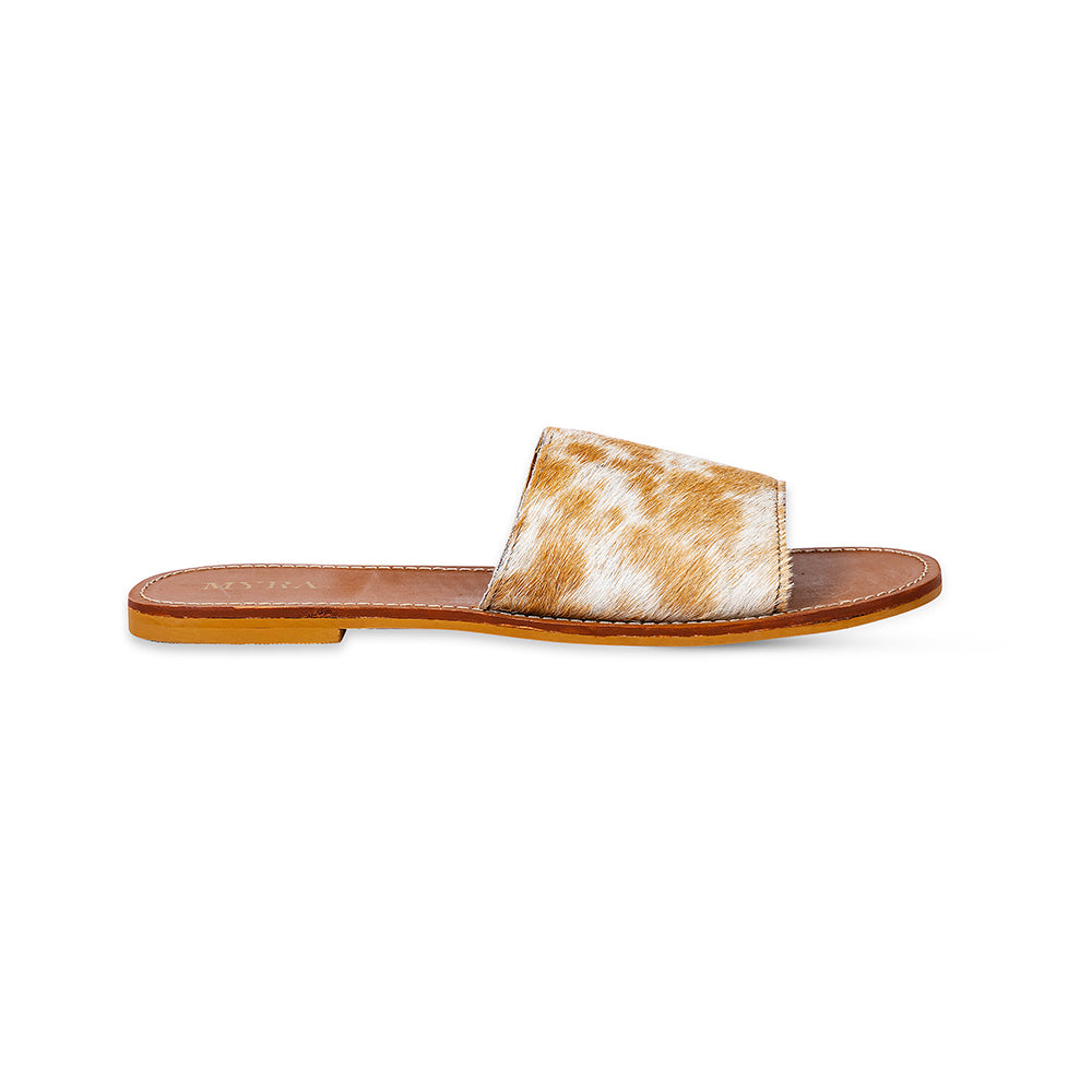 Kemma Hair-On Hide Sandals In Light And Caramel - Myra USA