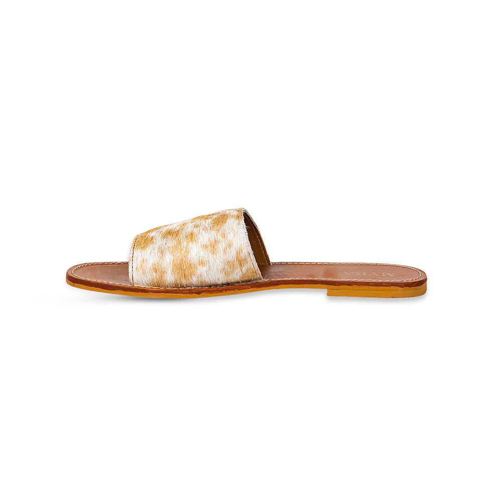 Kemma Hair-On Hide Sandals In Light And Caramel - Myra USA