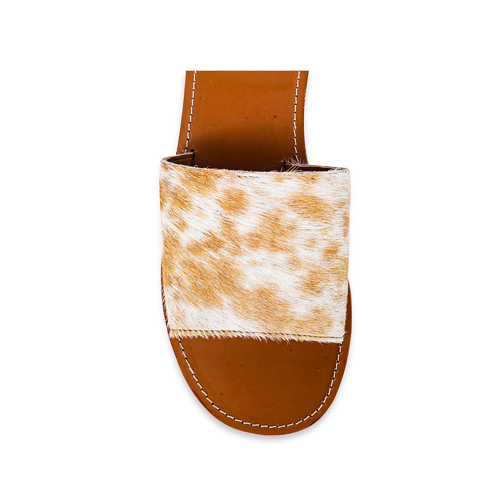 Kemma Hair-On Hide Sandals In Light And Caramel - Myra USA