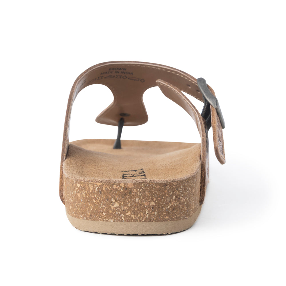 Myra Sadie Mesa Leather Slides for Women - Cushioned Cork Sole, Floral Tooled Finish for Everyday Elegance - Myra USA
