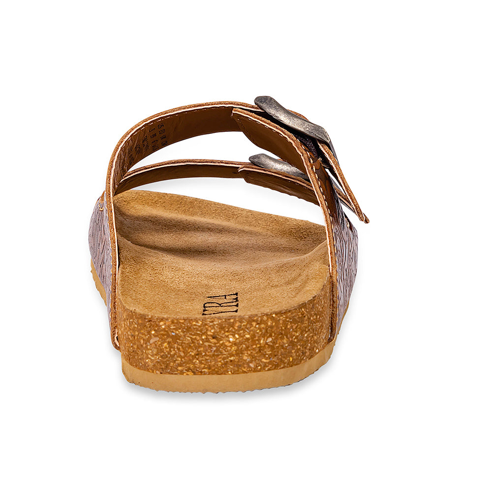 Maggie Embossed Leather Sandals - Myra USA