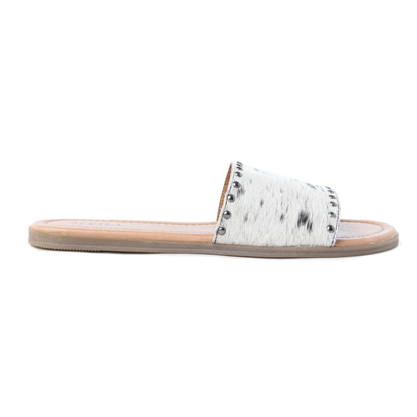 Myra Lettie Ridge Dark Hair-On Leather Flip Flops for Women - Western Slide Sandals with Soft Sole for Casual Comfort - Myra USA