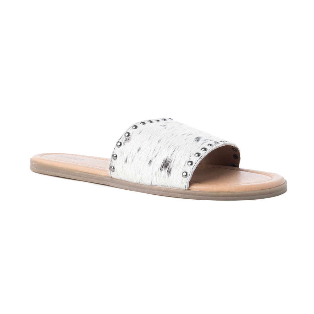 Myra Lettie Ridge Dark Hair-On Leather Flip Flops for Women - Western Slide Sandals with Soft Sole for Casual Comfort - Myra USA