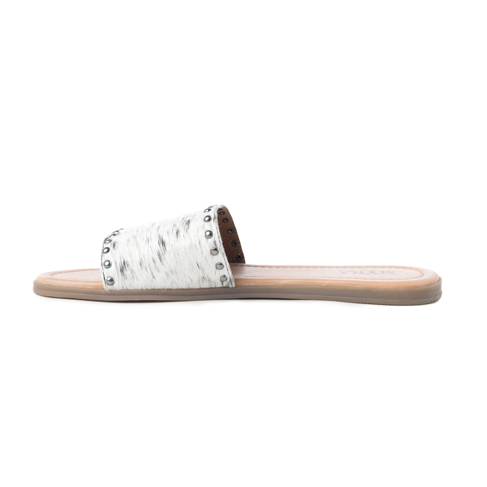 Myra Lettie Ridge Dark Hair-On Leather Flip Flops for Women - Western Slide Sandals with Soft Sole for Casual Comfort - Myra USA
