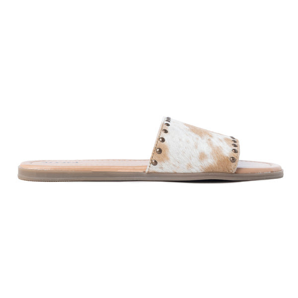Myra Lettie Ridge Light Hair-On Leather Flip Flops for Women - Western Slide Sandals with Soft Sole for Casual Comfort - Myra USA