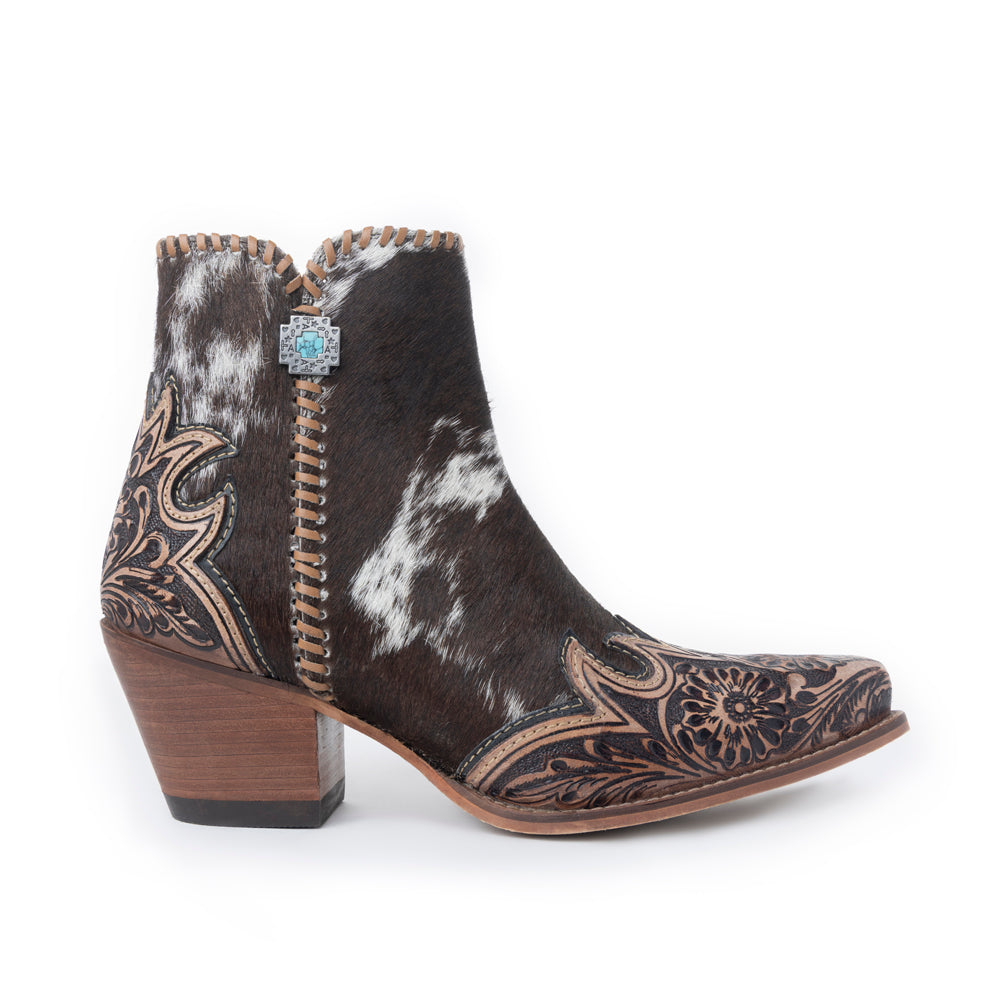 Myra Margie Leather Boots for Women - Hairon Ankle Boots with Handtooled Leather Details for Carnival Sundowns - Myra USA