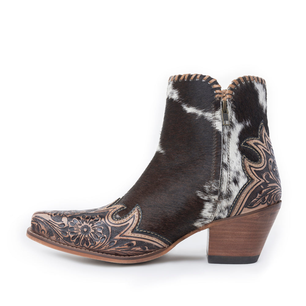 Myra Margie Leather Boots for Women - Hairon Ankle Boots with Handtooled Leather Details for Carnival Sundowns - Myra USA