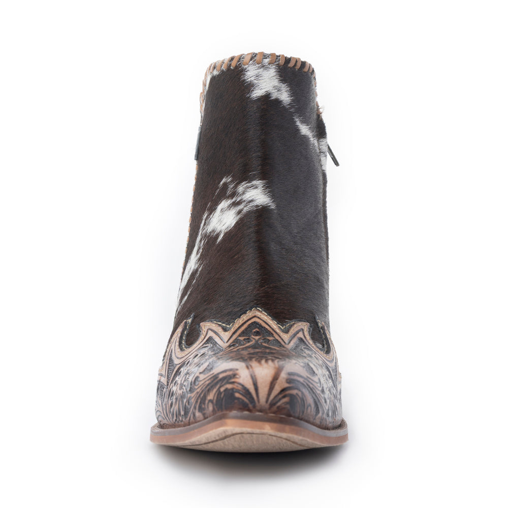 Myra Margie Leather Boots for Women - Hairon Ankle Boots with Handtooled Leather Details for Carnival Sundowns - Myra USA