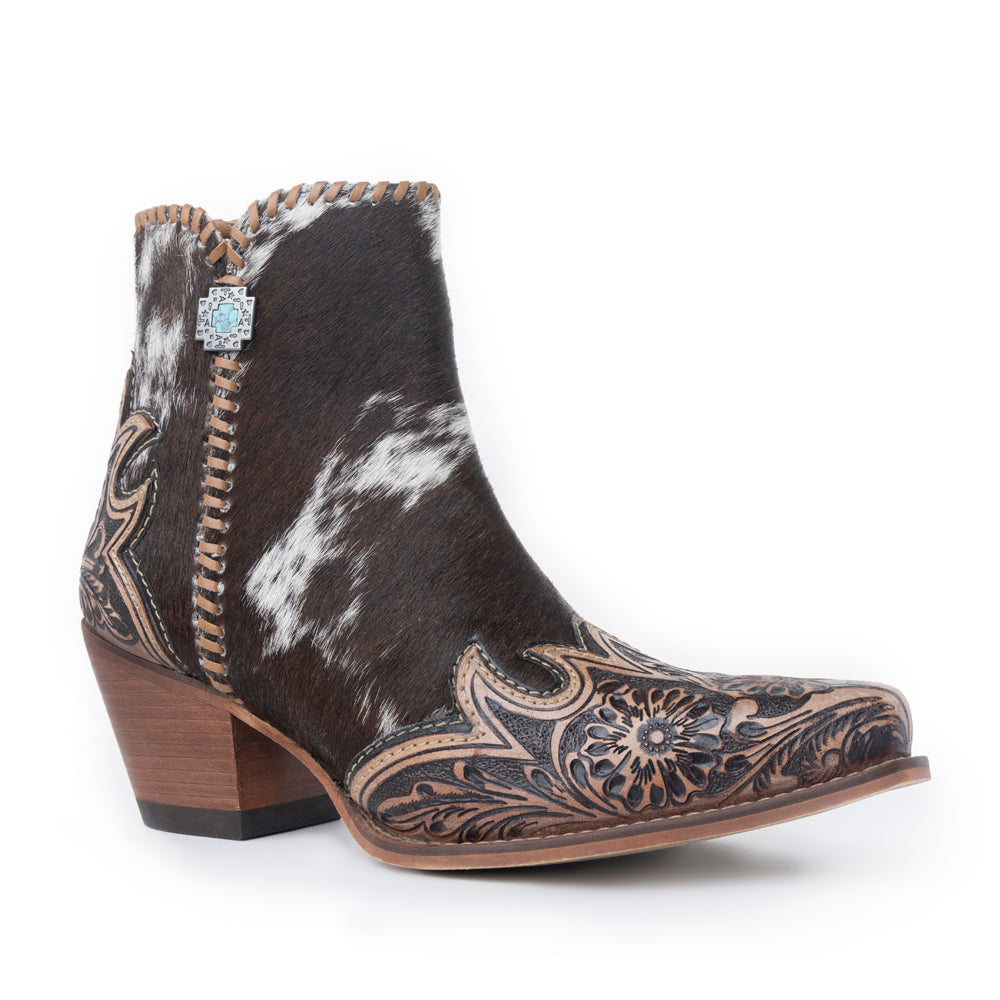 Myra Margie Leather Boots for Women - Hairon Ankle Boots with Handtooled Leather Details for Carnival Sundowns - Myra USA