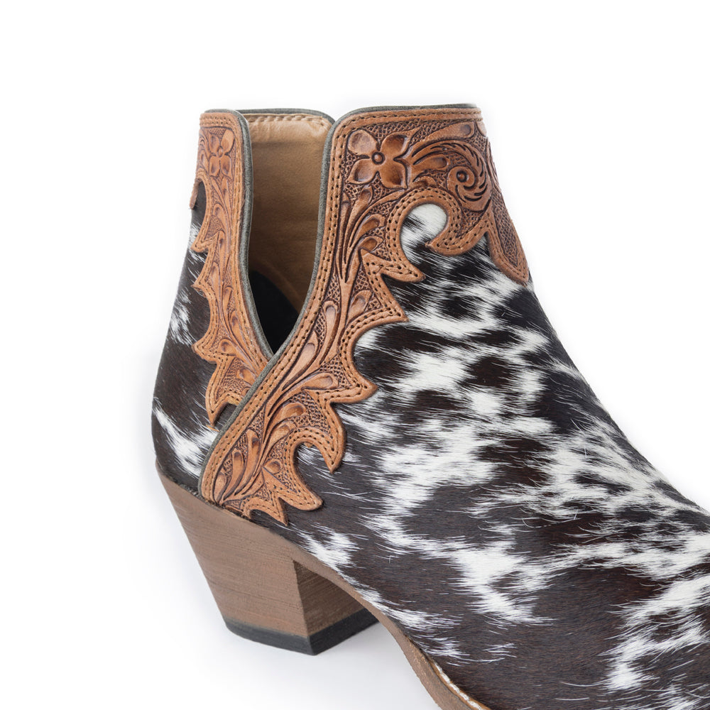 Myra Cassidy Trail Split-Top Leather Boots - Pointed Toe, Low Block Hairon Hide Heels for Ranch Adventures - Myra USA