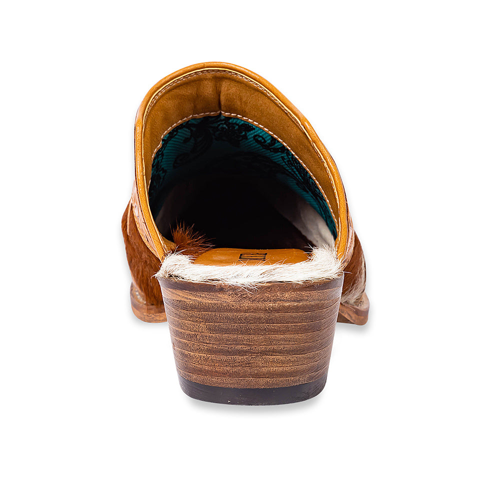 Lacey Hand-tooled Leather Mules - Myra USA