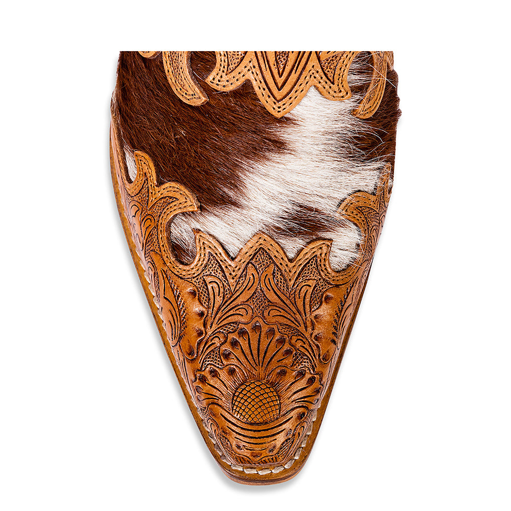 Lacey Hand-tooled Leather Mules - Myra USA