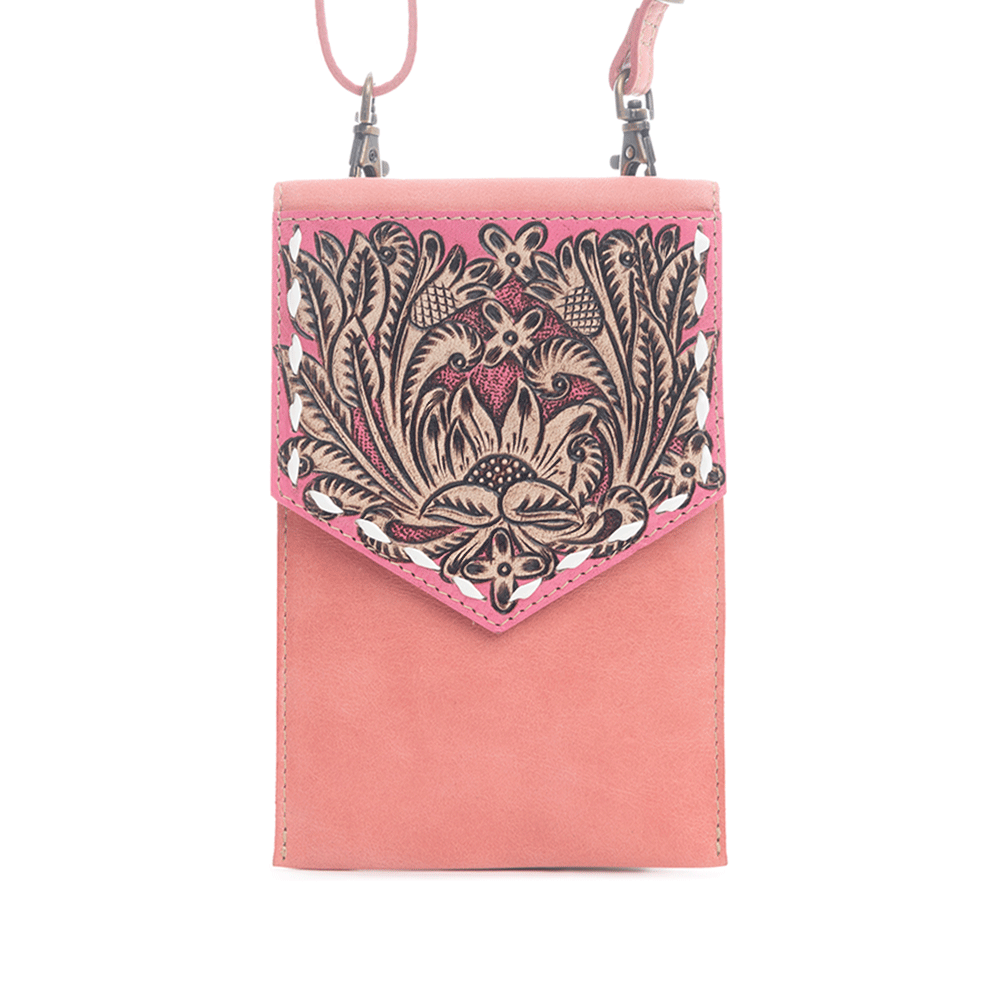 Prairie Star Petite Hand-Tooled Bag in Pink - Myra USA