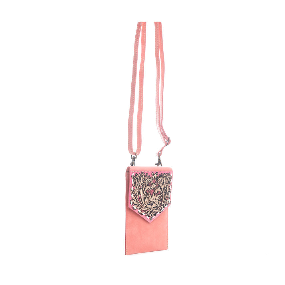 Prairie Star Petite Hand-Tooled Bag in Pink - Myra USA