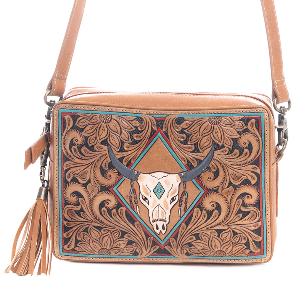 Age of the Steer Small Hand-Tooled Bag - Myra USA