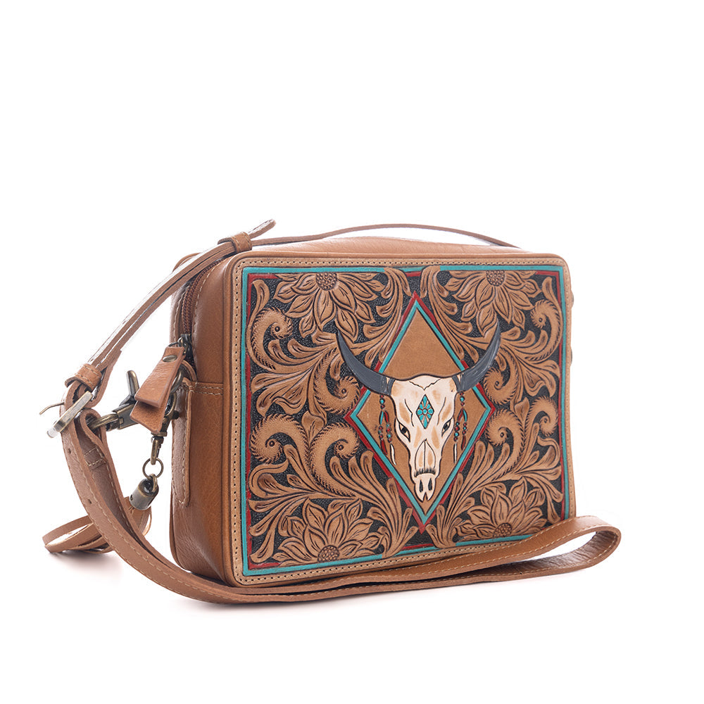 Age of the Steer Small Hand-Tooled Bag - Myra USA