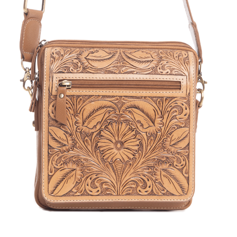 Breeze Wind Small Hand-Tooled Bag - Myra USA
