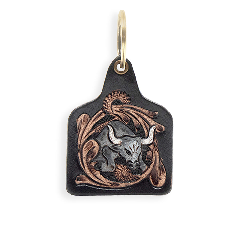 Prairie Bull Hand-tooled Leather Key Fob - Myra USA