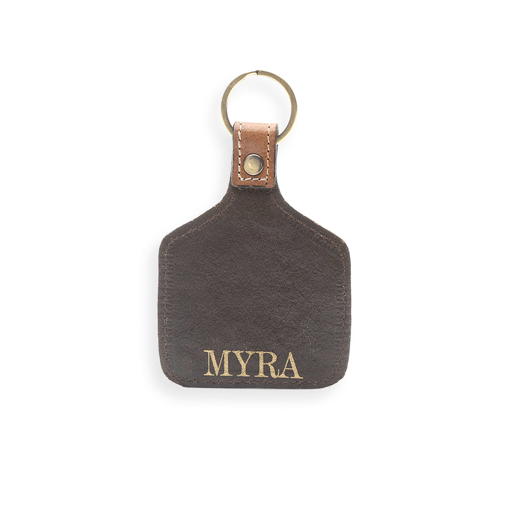 Saguaro Mist Hand-tooled Leather Key Fob - Myra USA