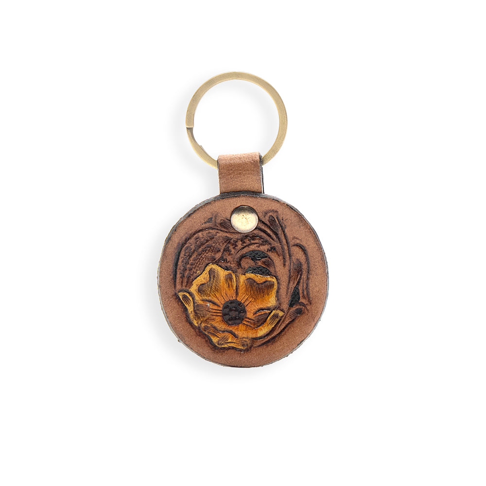 Buttercup Hand-tooled Leather Key Fob - Myra USA