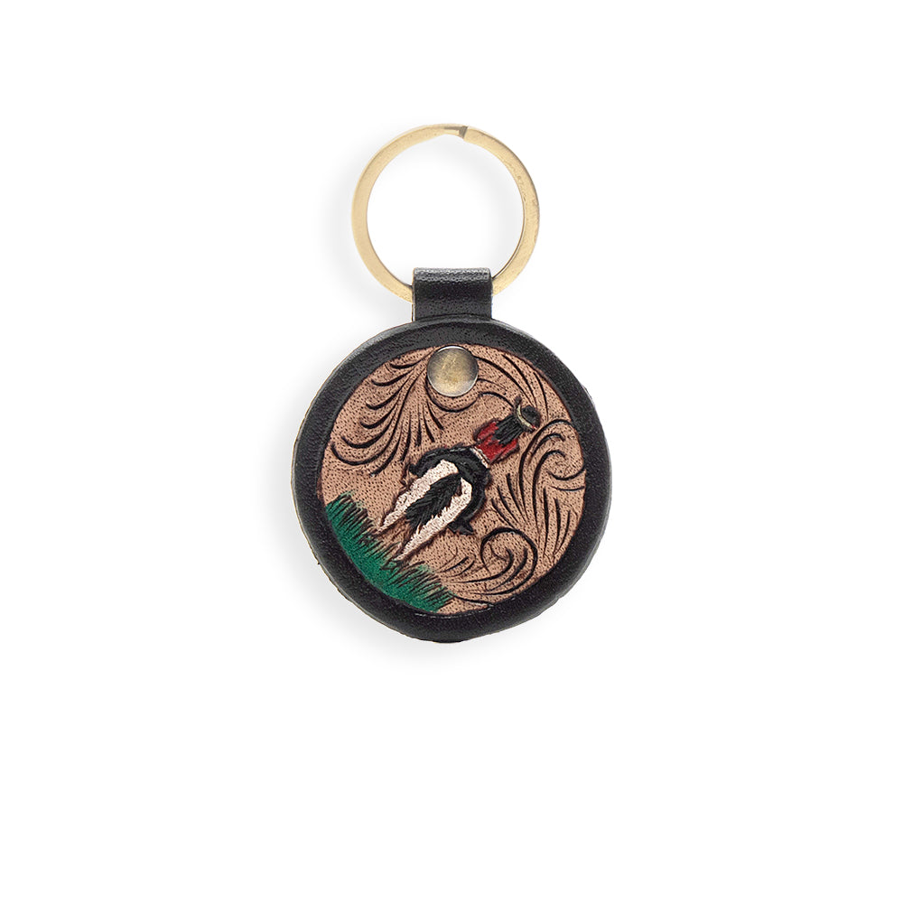 Lone Rider Hand-tooled Leather Key Fob - Myra USA
