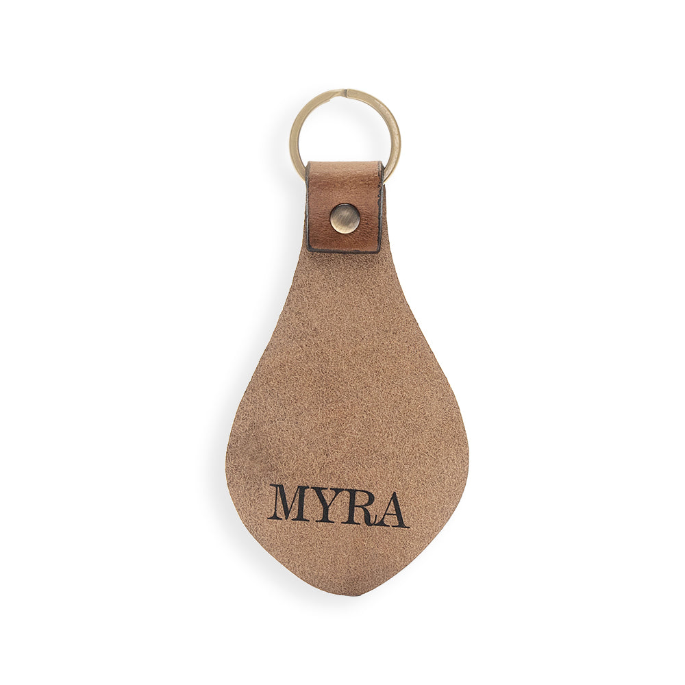 Floral Glimpse Hand-tooled Leather Key Fob - Myra USA