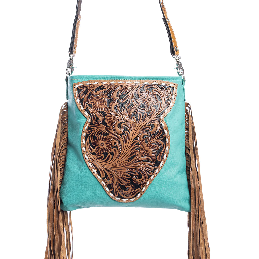 MYRA Concealed Carry Cowhide with Turquoise Acid Wash, Brown & Turquoise online Fringe