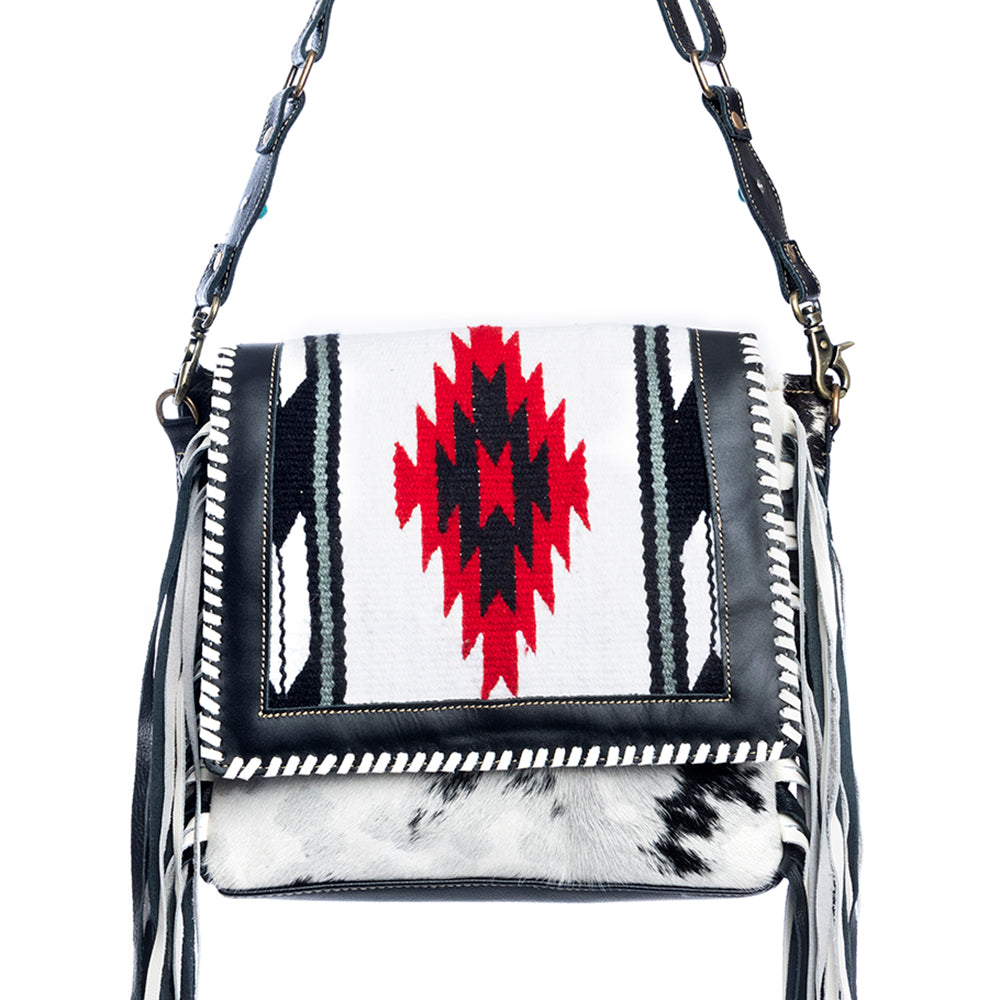 Zunia Leather & Hairon Bag in Coal - Myra USA