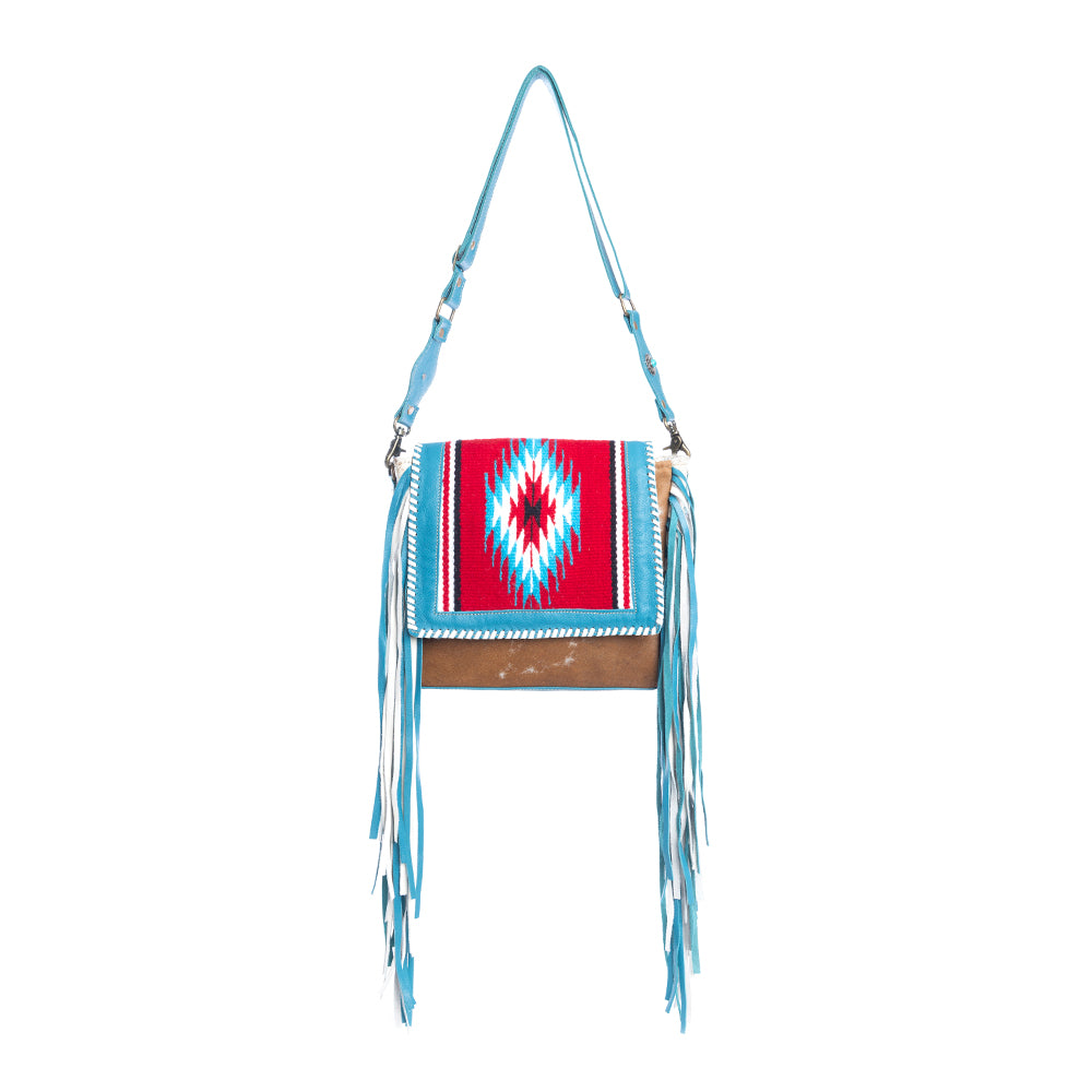 Zunia Leather & Hairon Bag in River Blue - Myra USA