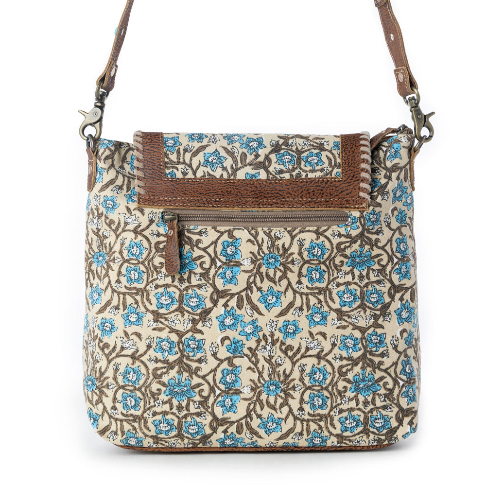 Myra San Ysidro Falls Paisley Print Shoulder Bag for Women – Leather Straps with Turquoise Stud Detailing for Carnival Adventures - Myra USA